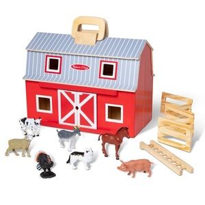 Melissa & Doug Red and Gray Fold and Go Barn Playset